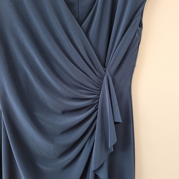 Teal Formal Evening Cocktail Dress Size 4 Faux Wrap Mini Dress - Picture 7 of 9